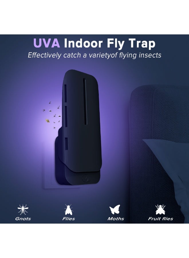 ناكسي فلاي قابس داخلي لقتل البعوض، مع مصباح ليلي UV قابل لتعديل السطوع لفخ البعوض وصائد الذباب، فخاخ ذباب الفاكهة للذبابة الصغيرة، العثة، البعوض، مناسب لكل جزء من المنزل (عبوتان، أسود) - Image 3